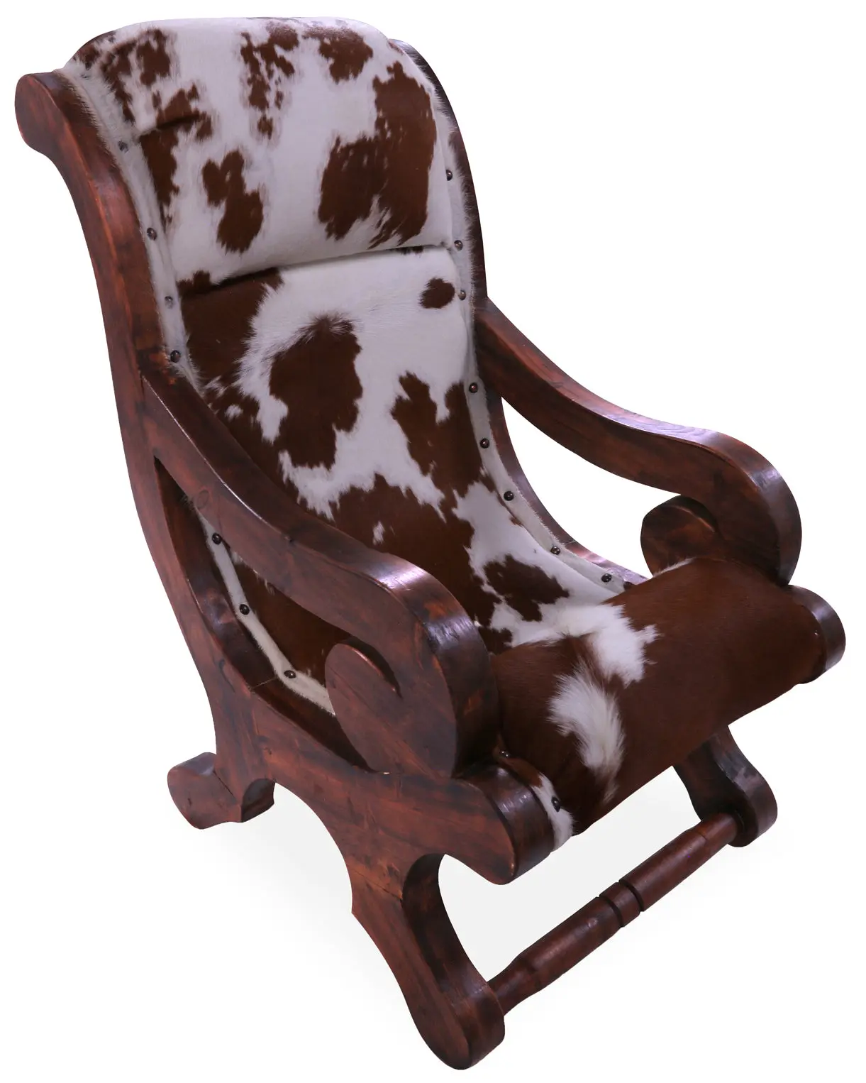 Reclaimed Wood Hair-On Cowhide Handcrafted Chair - C200-FC