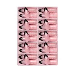 120x/Box Almond Press-On Nails Full Cover False Tips French Tip False Nails