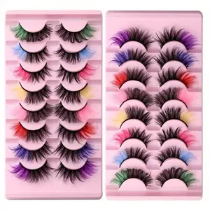 8 Pairs Of Colorful  Faux Eyelashes - Perfect Valentine's Day Gift For Women,Individual Lashes Creating A Different Personality For You Lash Extensions,Fake Lashes,Lash Sup Eyelash Extensions Eyelash Extension Cosmetic Makeup Eyelashes Extensions
