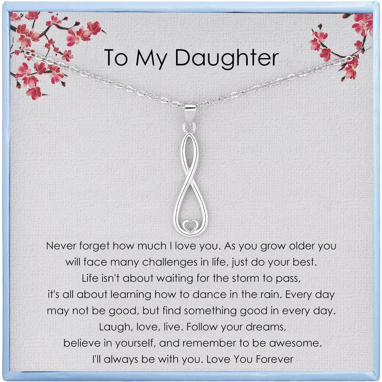 To My Daughter Necklace Sterling Silver Infinity Necklace for Daughter Birthday Gifts Graduation Gifts