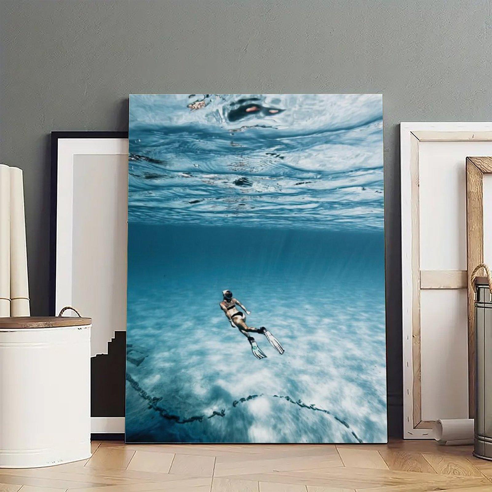 Diving Sports Poster Sports Sea Nature Beach Wave Poster Decorative Painting Canvas Wall Art Picture Print Modern Family Bedroom Decor