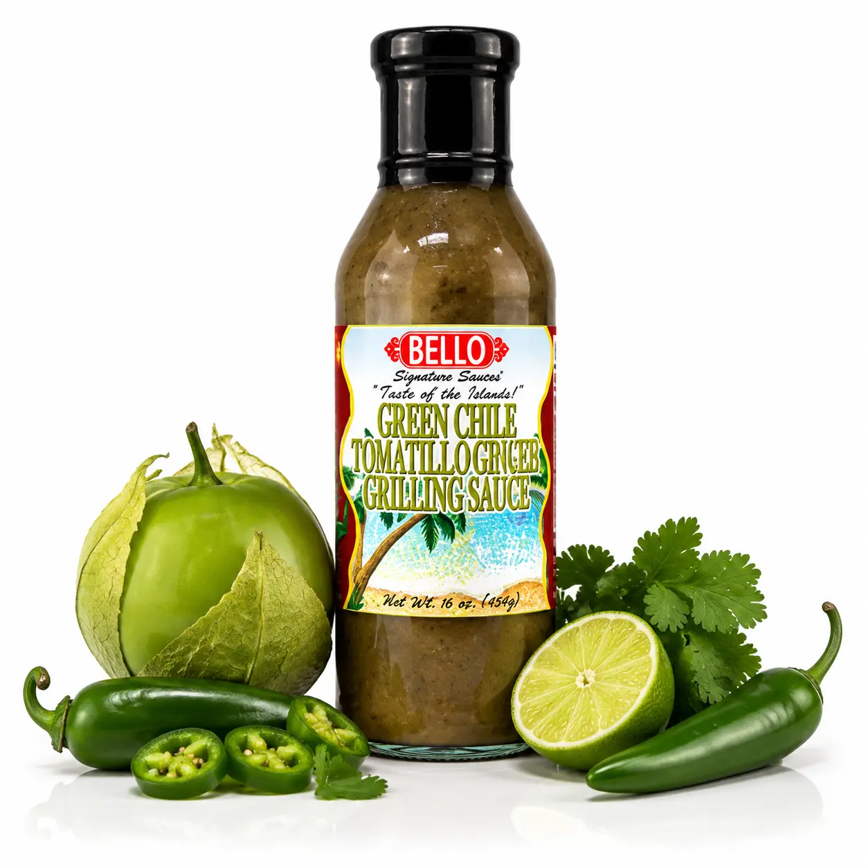 Bello Signature Green Chile Tomatillo Grilling Sauce – Premium Roasted Green Chile Sauce with Fresh Tomatillo Flavor – Gourmet Marinade & Glaze for Chicken, Seafood, Steak, Tacos, BBQ, Grilling & Everyday Meals