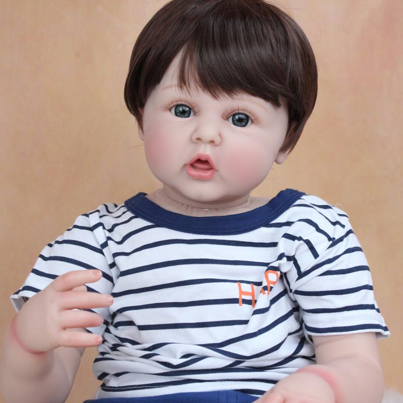 24inch 60cm Soft Vinyl Reborn Toddler Boy Doll For Girl Cloth Body Baby Lovely Birthday Gift Play House Toy