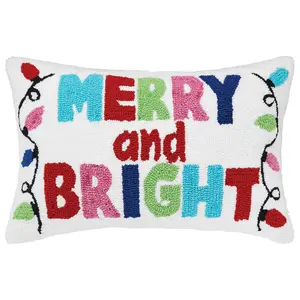 Bright Christmas "Merry And Bright" Pillow by Valerie