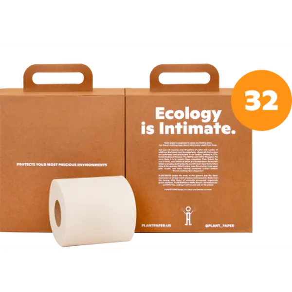 PlantPaper Toxin-Free Bamboo Toilet Paper (32 Rolls) | Bleach-Free, PFAS-Free, Double-Sided Sheets