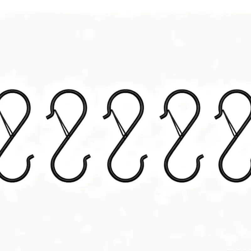 5-Pack Metal S Hooks with Safety Clips, Durable Hanging Accessories, Ideal for Home Organization, Secure and Reliable Hooks