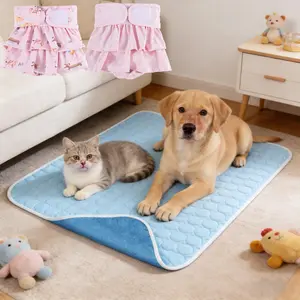 3pcs Summer Pet Cooling Mat Set, Includes 1 Piece Cool Pad and 2 Dog Diaper Skirts, Washable Breathable Ice Cooler Mats for Dogs and Cats，Heat Cycle Mess Solved! Leakproof Washable Female Dog Diaper Skirt Soft Breathable Reusable for Puppy Incontinence