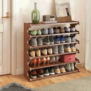 6 Tier Bamboo Shoe Rack for Entryway, Large Capacity Free Standing Shoe Organizer Shelf, Sturdy Wooden Shoe Storage Stand with Wide Top, Space Saving Shoe Cabinet for Small Spaces, Hallway Bedroom Closet Garage, Holds 24+ Pairs Shoes