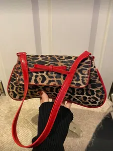 New Fashion Leopard Print Shoulder Bag, Colorblock Design, Foldable Underarm Bag, Rectangle Bag, Single Shoulder Bag, Business Commute, Handbag Shoulder Bag