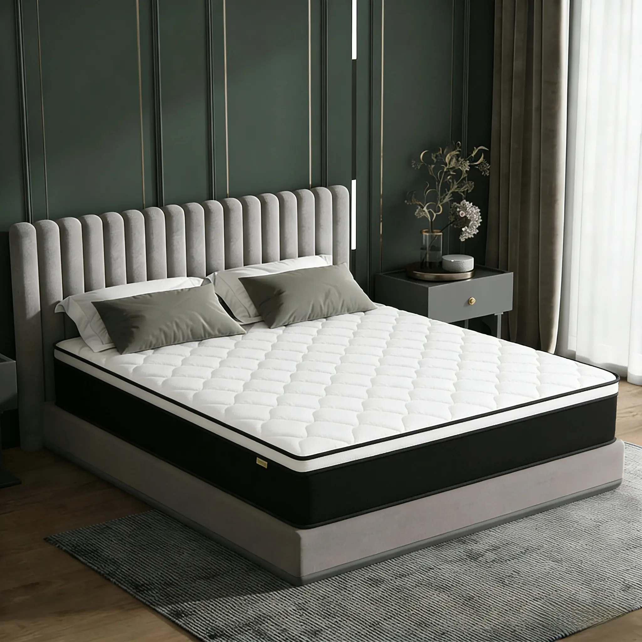 Mattress Full Size, Medium Firm 12 Inch Mattress with Extra Lumbar & Shoulder Support, Hybrid Mattresses with Gel Memory Foam Pain Relief - Fiberglass