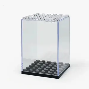Stackable Minifigure Display Case Acrylic Building Block Box for Action Figure Toys Transparent 360 Degree View Protection from Dust