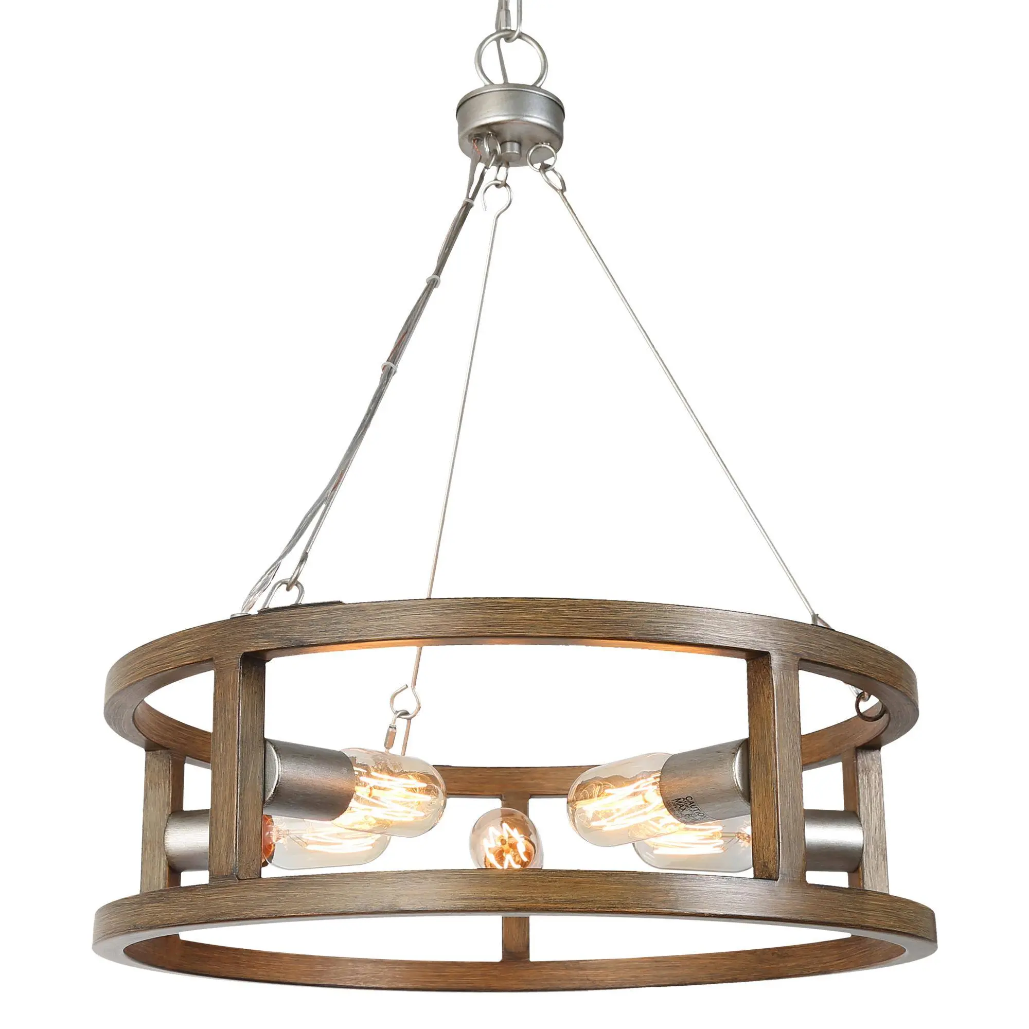 Ksana 5-Light Farmhouse Faux Wood Drum Chandeliers