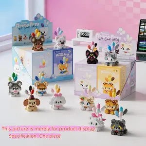 Cute Pet Building Blocks Micro Part Assembly Kit, Travel Themed Desk Decor, Healing Tabletop Ornament, Atmosphere Enhancing Desktop Scene