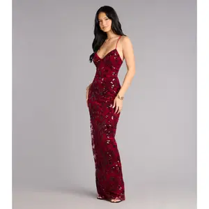Mollie Sequin Bead Column Formal Dress