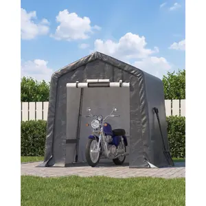 Garvee 6X6Ft Outdoor Storage Shed, Portable Garage with Roll-Up Door & Vent, 240G Heavy-Duty Waterproof PE Tarp & UV-Resistant, Carport Tent for Motorcycle, Firewood, Garden Tools, Grey