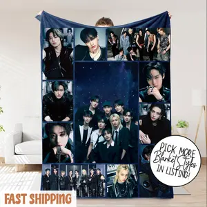 SKZ Fleece Blanket, Cozy Fandom Decor Gift for Fans, Bedroom Bedding, K-Pop Blanket