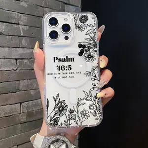 Magnetic Soft Case for iPhone11/12/13/14/15/16/17/promax, Psalm 465 With Flowers MagSafe Compatible,Aesthetic Pattern Design Lightweight,AntiScratch,and Trendy
