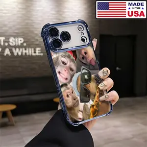 Monkey Meme Collage Funny Monkey Faces Y2K Aesthetic Design Pattern Casing For iPhone 17 16 15 14 13 12 Samsung 22 23 24 25 Plus Pro Max Ultra Soft Silicon TPU Shockproof Protector Vintage Unique Fashion Mobile Phone Case