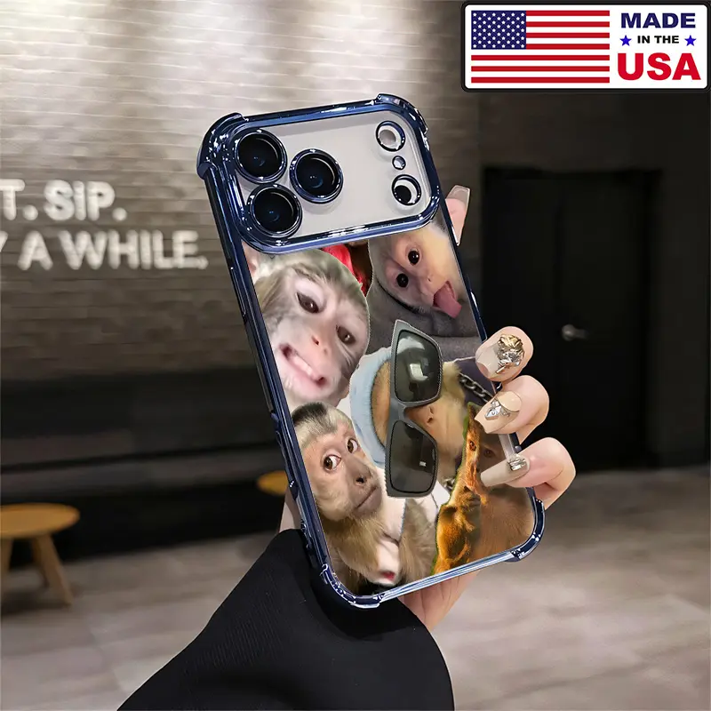 Monkey Meme Collage Funny Monkey Faces Y2K Aesthetic Design Pattern Casing For iPhone 17 16 15 14 13 12 Samsung 22 23 24 25 Plus Pro Max Ultra Soft Silicon TPU Shockproof Protector Vintage Unique Fashion Mobile Phone Case