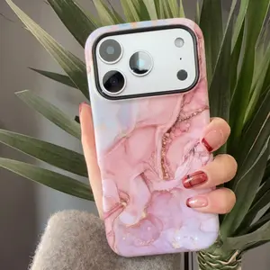 Pink Marble MagSafe Phone Case |   Dual-Layer Shockproof |   Stylish Women’s Daily & Luxury Gifting |   Gold Vein Marble Elegant Aesthetic (Compatible with iPhone 13-17 Pro Max)