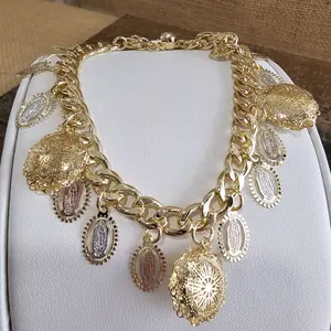 Virgen de Guadalupe Charm Bracelet Gold-Plated with Elegant Design and Unique Charms