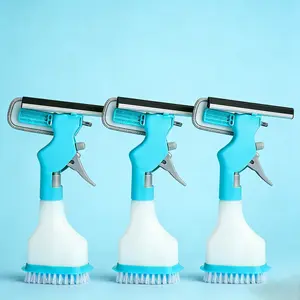 3Pcs 4-in-1 Window Cleaning Tool Set with Spray Squeegee & Scrub Streak-Free Shine for Windows Mirrors and Shower Doors Comprehensive Home Cleaner