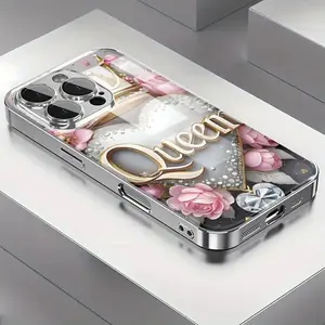 Cool and stylish Queen Crown Pattern Shockproof Electroplated Phone Case,for iPhone 17 Pro Max Phone Case 17 Air 16E 16 Pro Max 15 Pro Max 15 Plus 14 Plus 13 12 11 Phone Cases