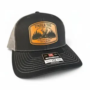 Timber Tug Hunting Club Trucker Hat with Deer Patch, Vintage Outdoor Mesh Cap, Adjustable Richardson 112 Style Hat for Hunters & Outdoorsmen