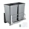 Fallpicks VEVOR Durable Kitchen Trash Can, 27 QT x2 Under-Mount High-Capacity Waste & Recycling Bin with Smooth Pull-Out Soft-Close Slide, Installation Door Kit, Divided Cabinet Organizer (Grey)
