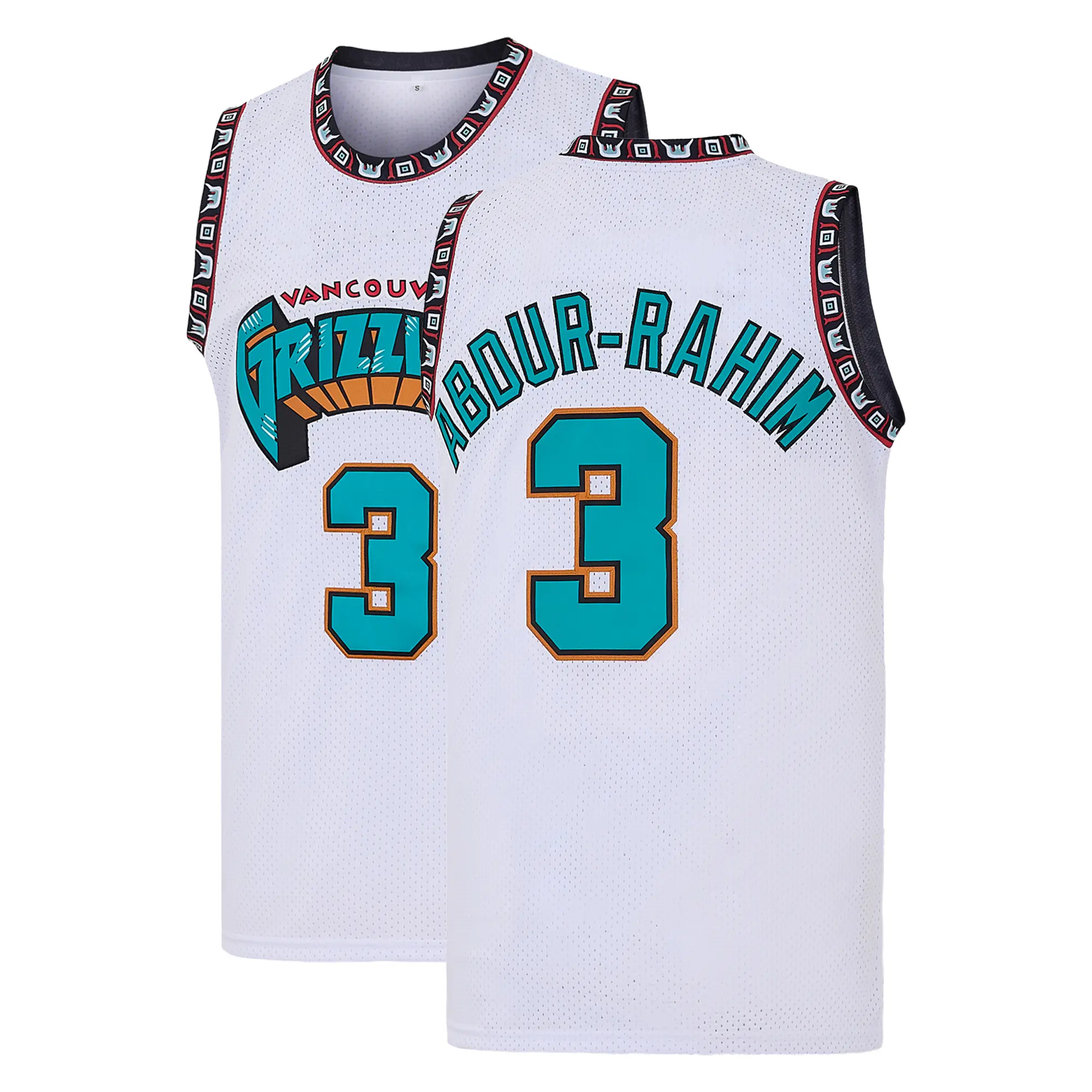 Men's Vancouver Gr izzlies Abdur-Rahim #3 White Basketball Jersey,Exquisite embroidered Training Match basketball jersey，fan gift