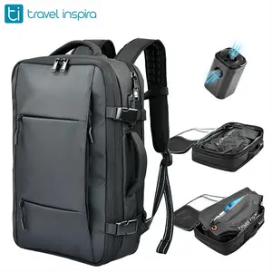 travel inspira Vacuum Compression Backpack 65L, Carry On Backpack with Electric Pump, TSA Lock, Water Resistant, Laptop Compartment for Travel, Camping, Business, Weekend Trips, Christmas Gift Ideas