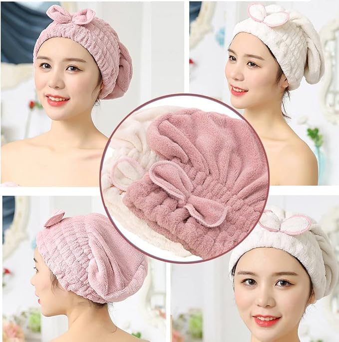 3Pcs Microfiber Hair Towel Caps, Extreme Soft & Ultra Absorbent, Fast Drying Hair Drying Caps Towel Turban Wrap for Wet Hair Women