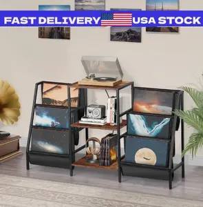Vinyl Record Stand Stylish Record Player Holder & LP Storage Display Living Room