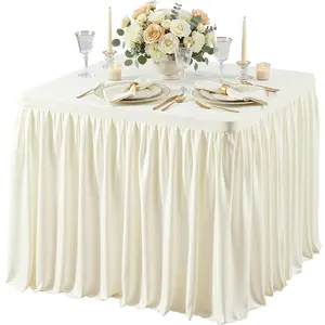 34x34 Inch  Square Tablecloth - Wrinkle Resistant Fitted Card Table Cloth Elastic Pleated Square Table Cover for Trade Shows, Weddings, Parties & Banquets (1 Pack)