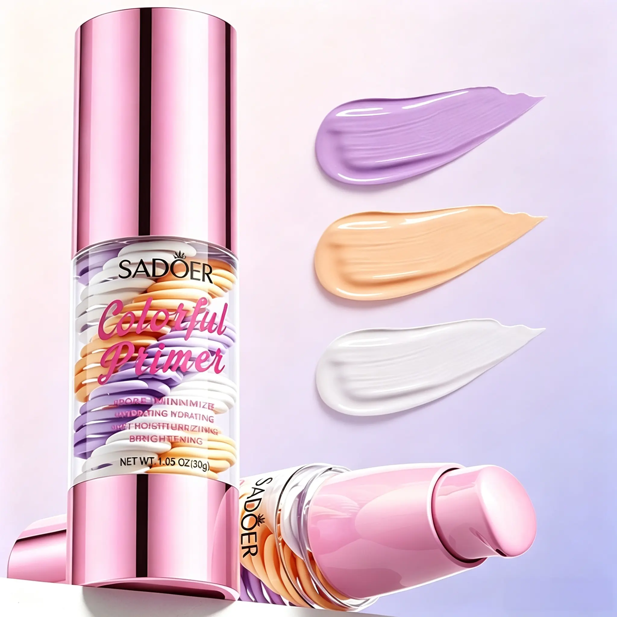 3-in-1 Makeup Primer, Hydrating & Smoothing Face Primer, Pore Blurring Makeup Base with Natural Finish