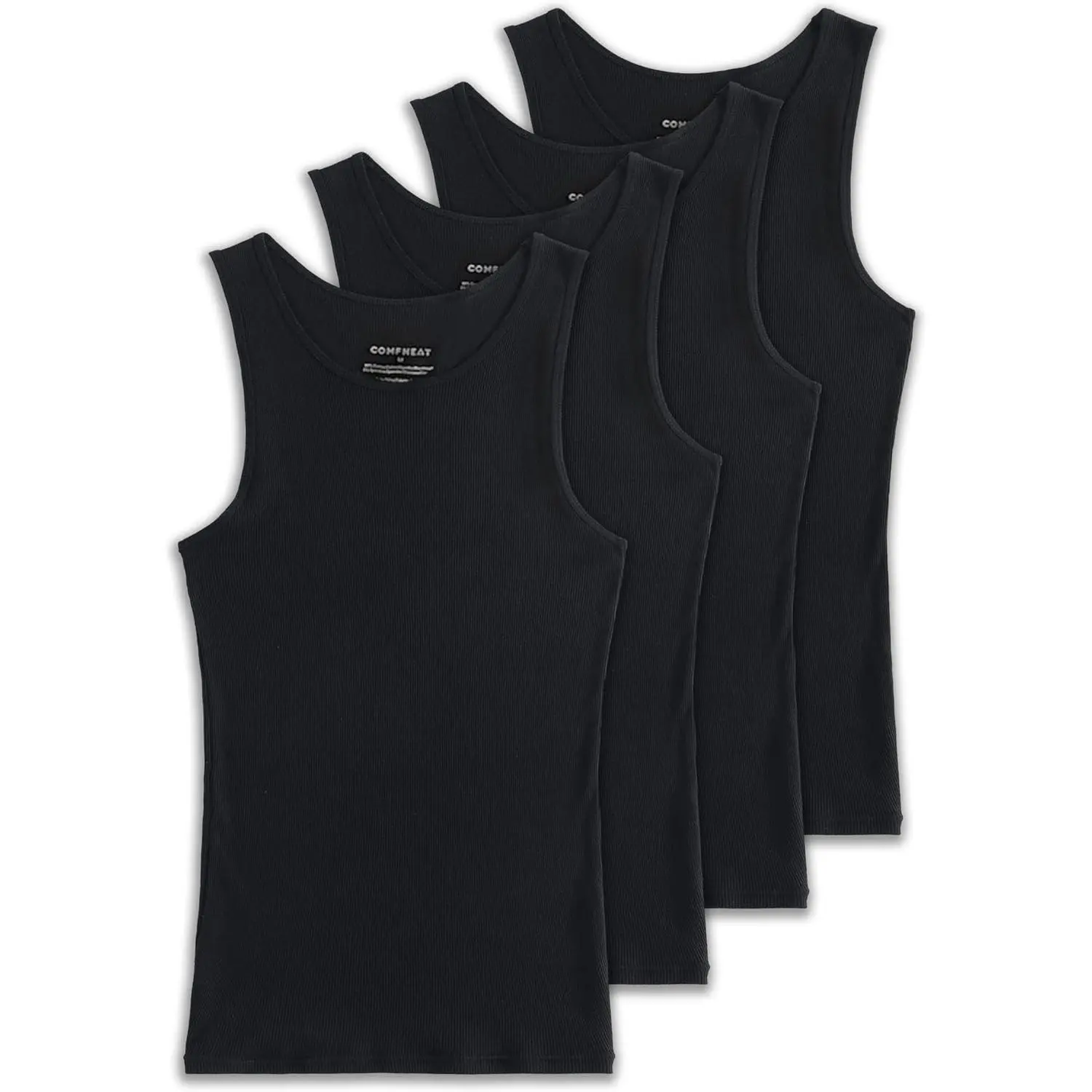 Comfneat Men's 4-Pack Big & Tall Undershirts Ribbed Cotton Tank Tops