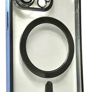 Magnetic Phone Case for iPhone 14 Pro Max with Black Accents - Clear Design, Compatible with iPhone 14 Pro Max