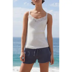 John Galt Women's Silver Lace Trim Tank Top