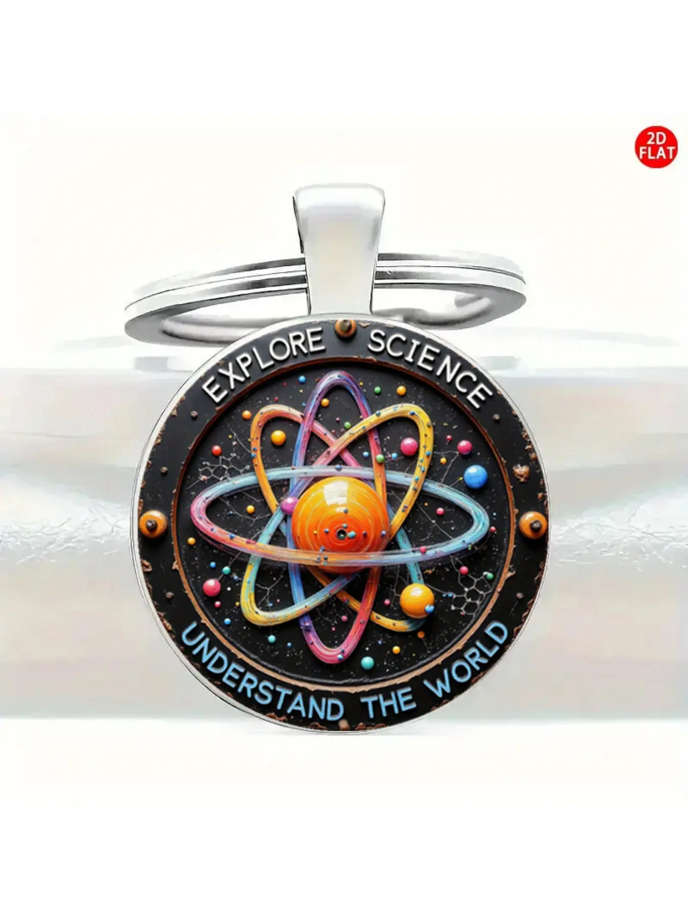 A 2D Flat Design, Retro Atomic Science Metal Keychain, Specifically Crafted for Students And Teachers, Suitable for Bags, Backpacks, And Car Key Pendants. A Perfect Gift for Both Men And Women, Trendy Accessory, Artistic Decoration