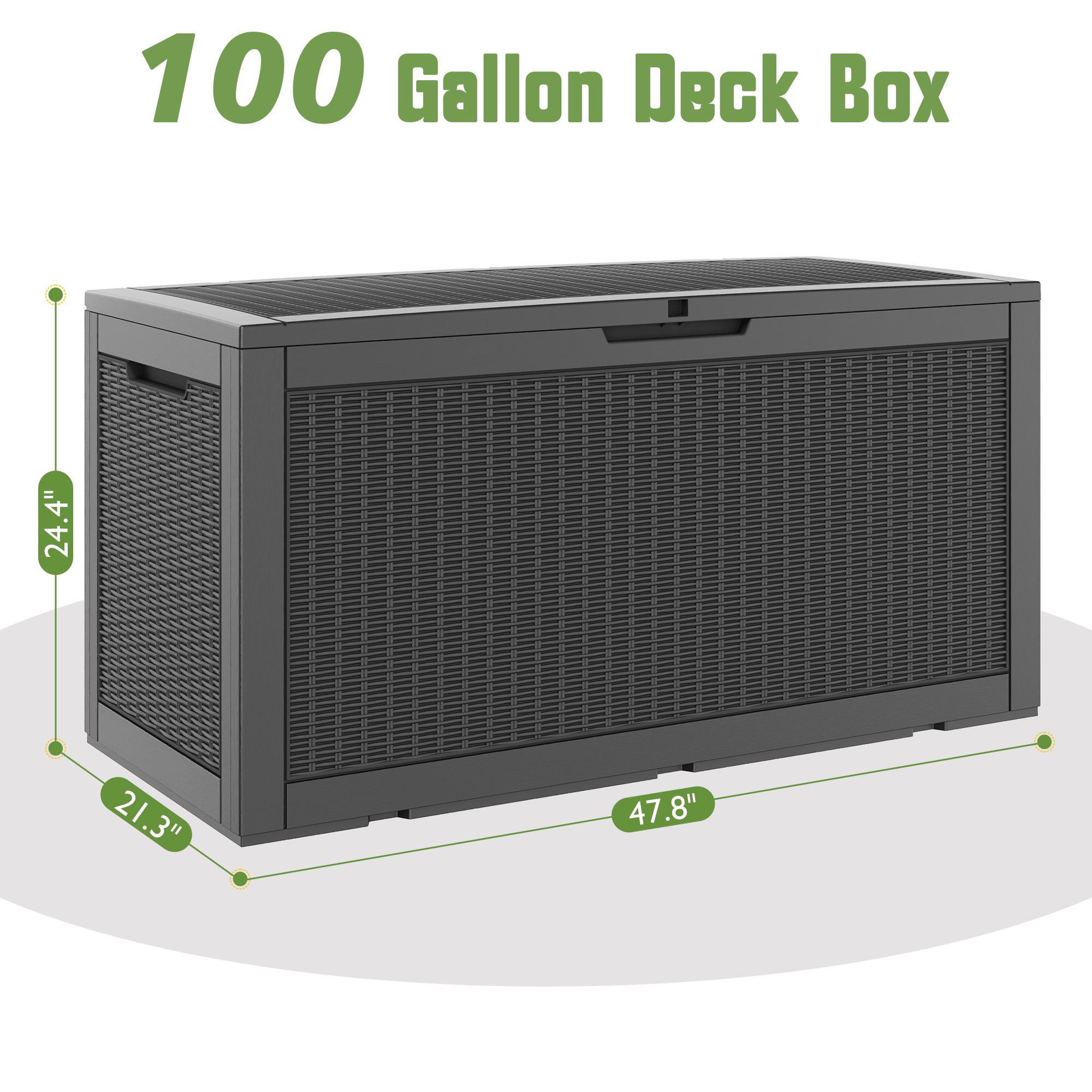 RIWENGO 31 Gallon Deck Box Resin Outdoor Storage Waterproof UV Resistant Lightweight Storage Box for Garden Tools Pool Supplies