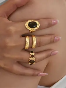 4 Piece Set Elegant Casual Women's Joint Rings, Party Gift Birthday Present, Heart Design Alloy Jewelry, All Seasons