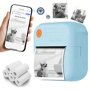Wireless Mini Printer, Ink Free Sticker Printer, Portable Receipt Printer, Thermal Printer Kit, Label, Text, Photo Printing, Rechargeable