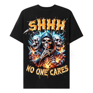 Savagemoda Generation X Shhh No One Cares Custom Year Skull T-Shirt Men's Vintage Graphic Tee Breathable Cotton Crewneck Tshirt
