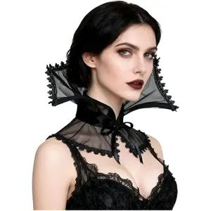 Women Black Victorian Collar Standing Vampire Collar Detachable Dracula Collar Witch Gothic Accessories
