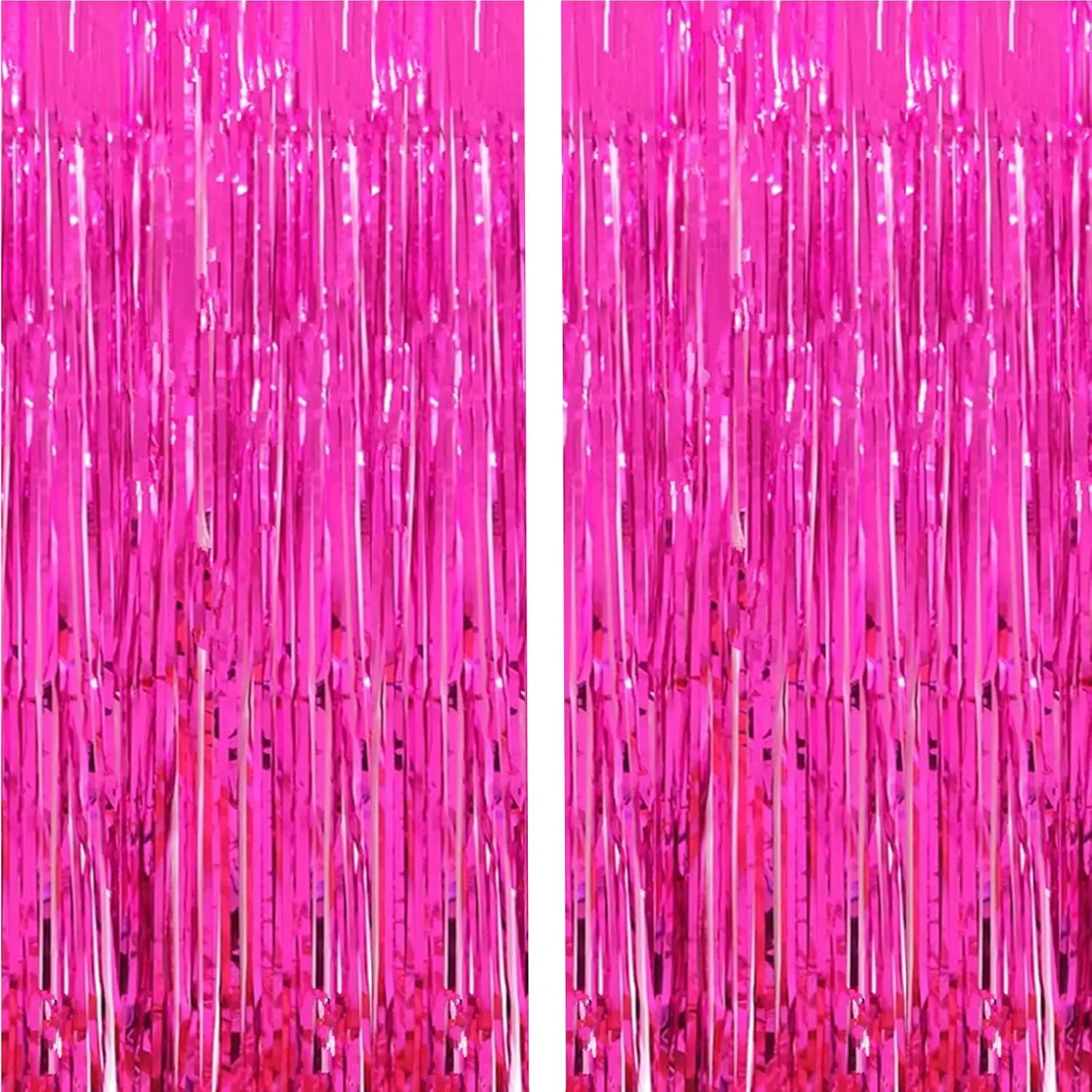 2 count 3.2ft x 8.2ft Shiny Hot  Metallic Tinsel Foil Fringe Curtains Photo Booth Backdrop for Birthday Wedding Holiday Celebration Bachelorette Party Decorations