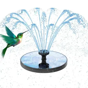 Solar Powered Bird Bath Fountain, 1 Set with 6 Nozzles, Outdoor Garden Water Feature Garden Fountains for Garden, Pond and Swimming Pool