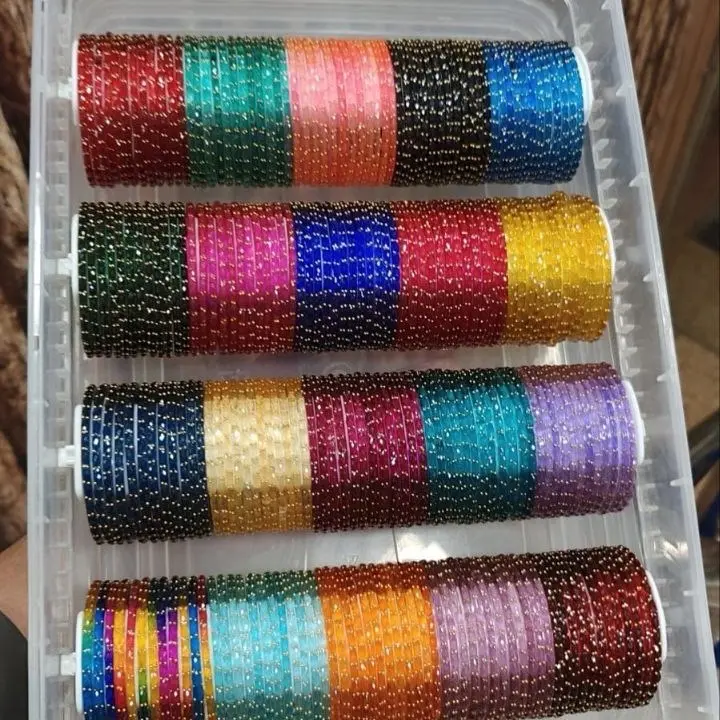Gold Drop Glass Bangles Full Box 20 Different Colors 20 Dozen with Box Included for Jewelry Enthusiasts