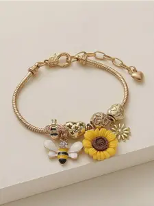 1 Adjustable Summer Versatile Country-Style Bee & Sunflower Bracelet - Perfect for Vacations | Parties | Nightclubs | Banquets | Proms and Everyday Wear - Valentine's Day, Birthday, Anniversary, Mother's Day Gift