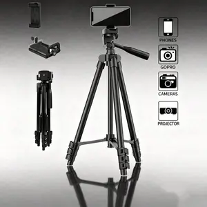 Professional Camera Tripod for Video Recording, Phone Selfie Tripod, Photography Stand for Selfie, Vlog, Live Streaming, Photo Shooting, Portable Travel Tripod for Home & Outdoor Use, Vlogging Tripod