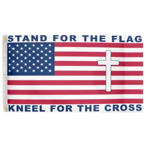 Stand For The Flag Kneel For The Cross USA Flag 3'X5' Flag 100D Polyester (90cm x 150cm) Christian Flag (C7) RolFlags